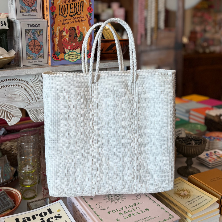 Medium Oaxacan Woven Tote - White
