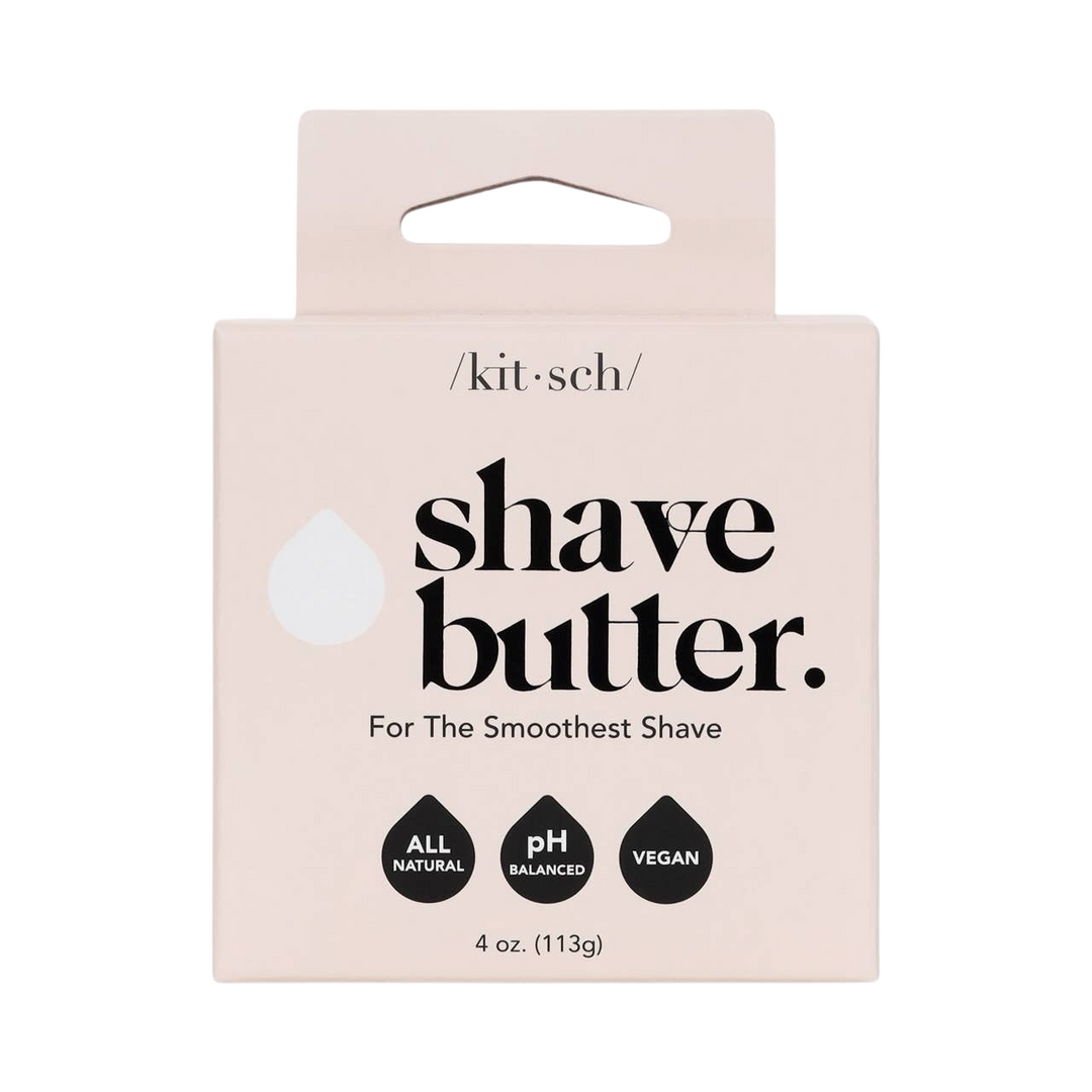 blush branded box of shave butter feagturing black lettering and an image of a white water drop. Brand: Kitsch