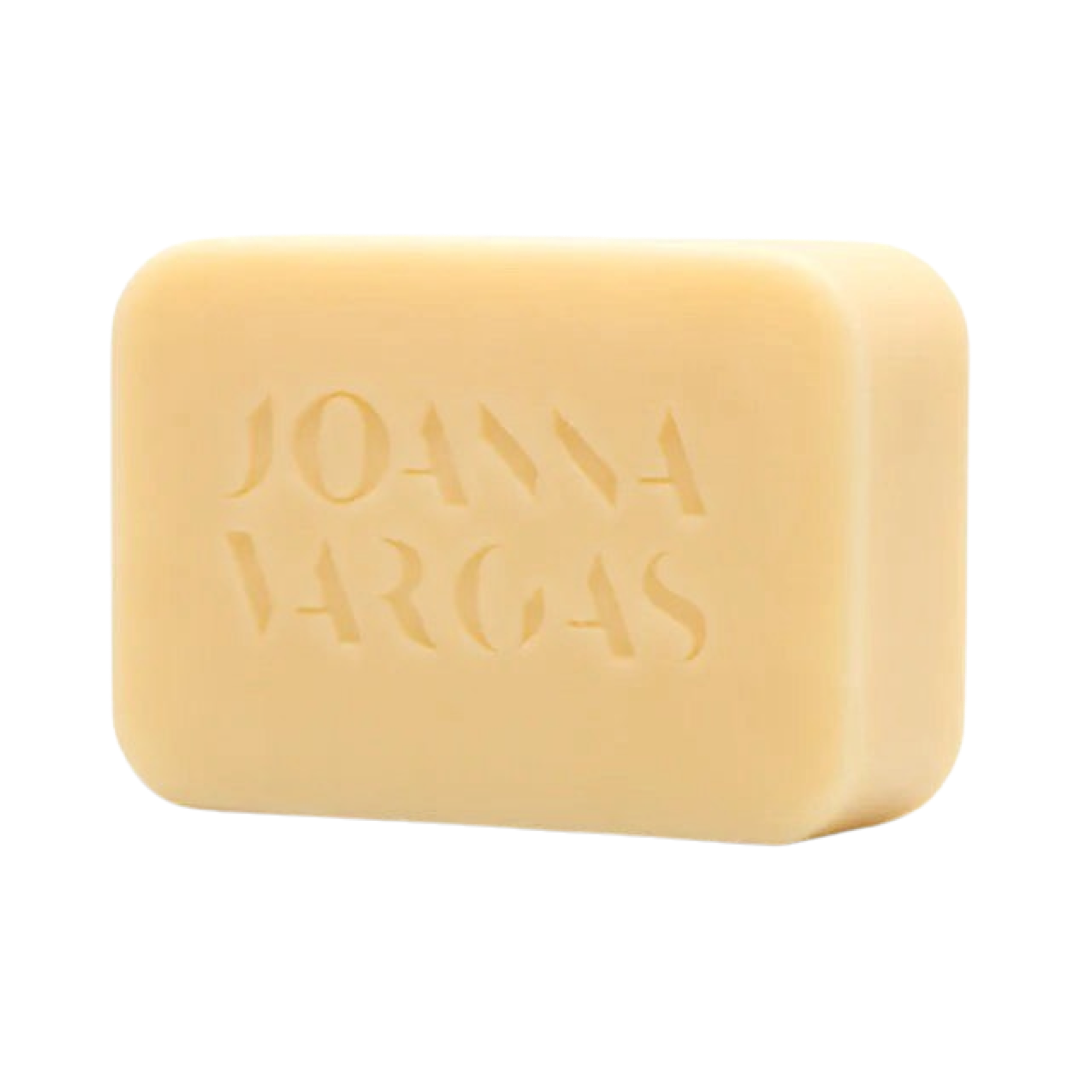 light yellow bar of soap with the brand name Joanna Vargas etched in the center. Brand: Joanna Vargas