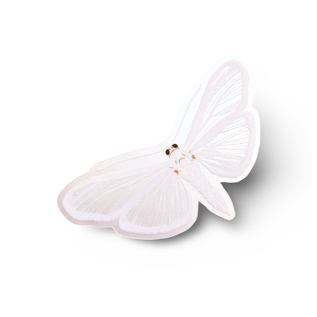 sticker of a white satin moth