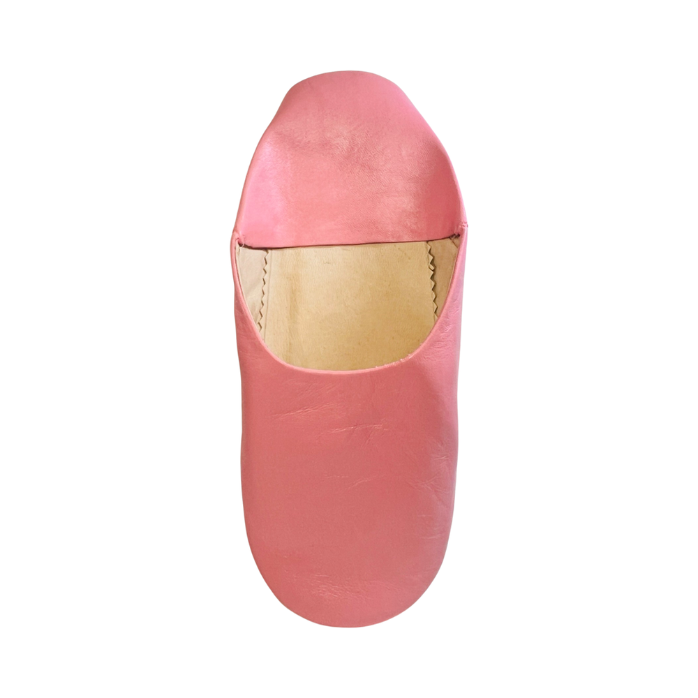 single pink moroccan leather babouche slippers