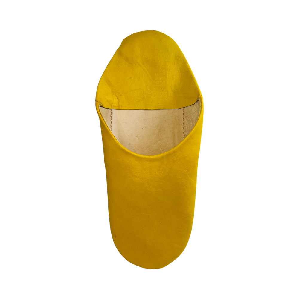 single yellow moroccan leather babouche slippers