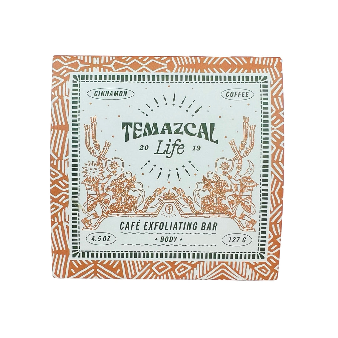 white and brown 4.5 oz box of Temazcal LIfe bar of soap
