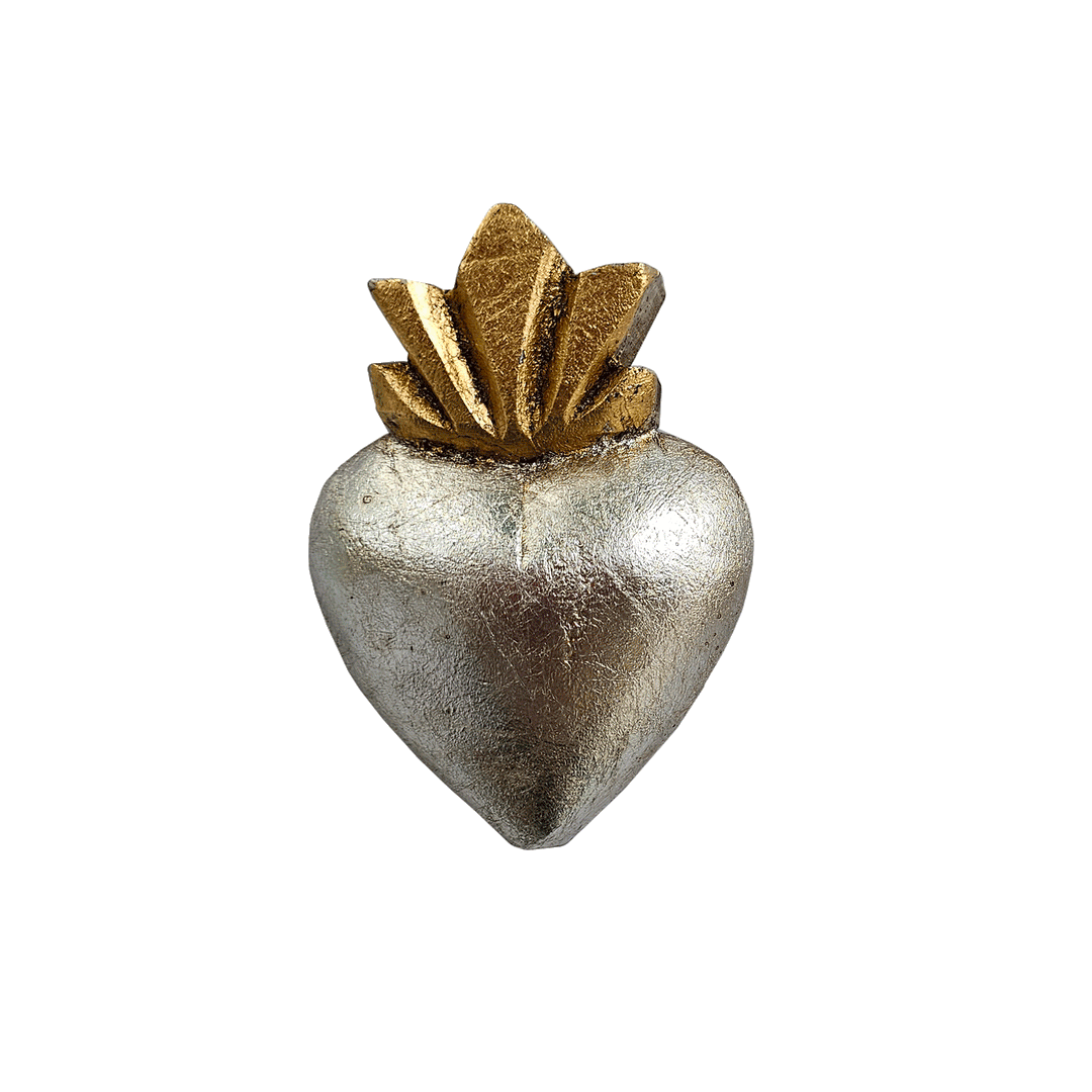 Silver heart with gold rays
