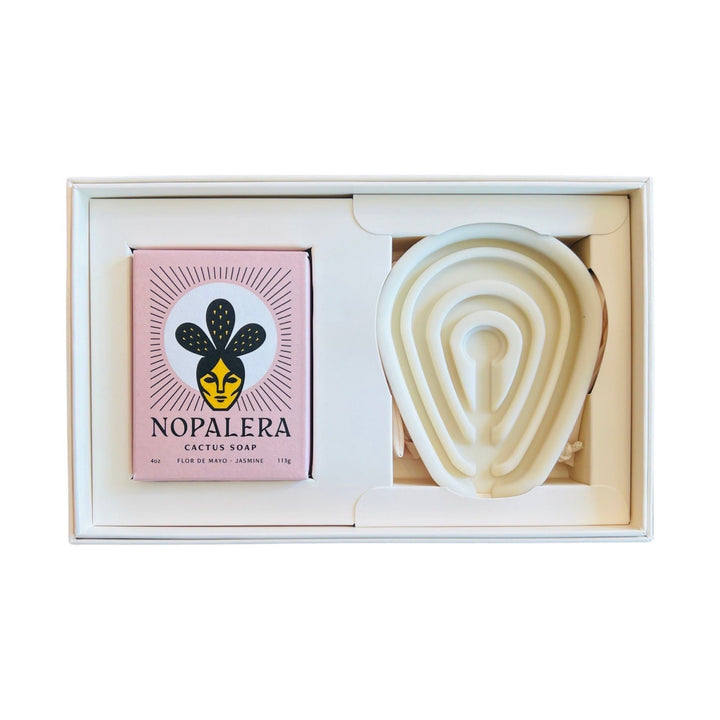 Nopalera soap and soap tray gift set in branded packaging. Brand: Nopalera